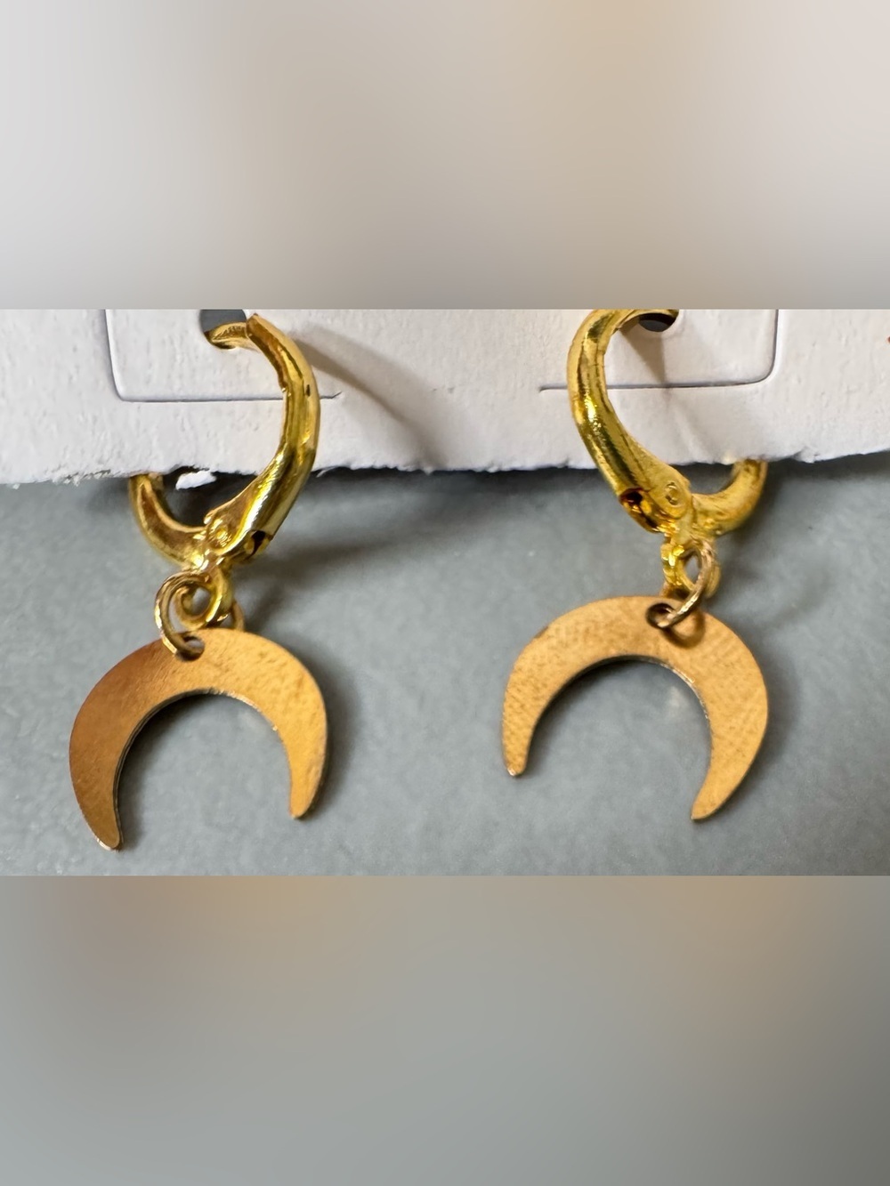Gold Crescent Hoop Drop Earrings moon sailor moon zodiac astrology